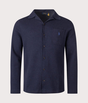 Cotton Mesh Shirt in Navy Heather by Ralph Lauren. EQVVS Front Angle Shot.