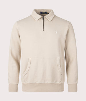 Polo Ralph Lauren Quarter Zip Sweatshirt Coastal Beige Front Shot EQVVS