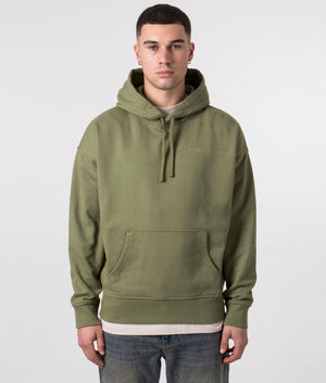 Polo Ralph Lauren Relaxed Fit Athletic Hoodie in Tree Green with Gold Branding on the Chest Front Shot at EQVVS