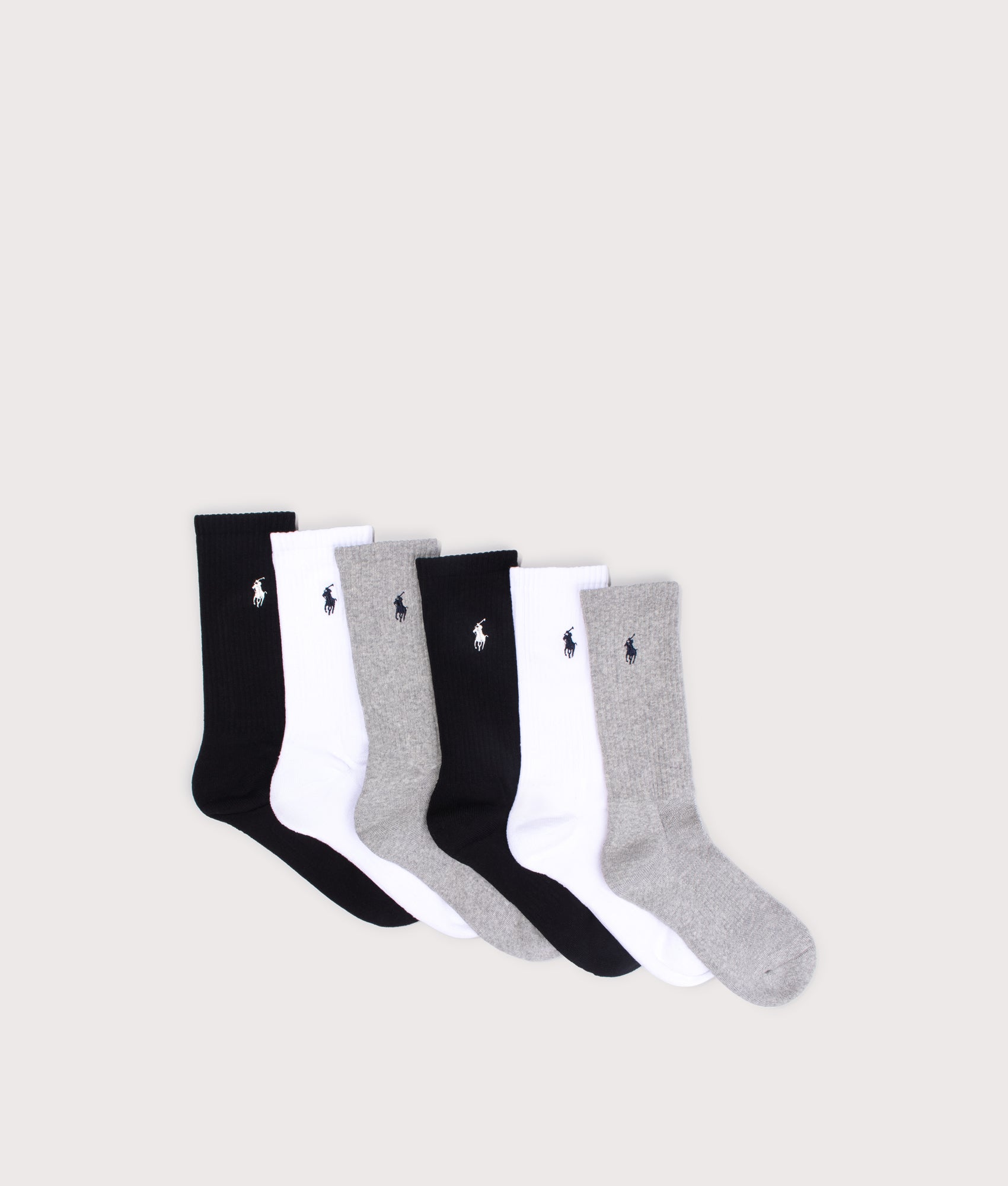 6 Pack of Stretch Crew Socks in Grey Assorted | Polo Ralph Lauren | EQVVS | Front shot 