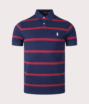 Custom Slim Striped Mesh Polo Navy/Red Ralph Lauren EQVVS
