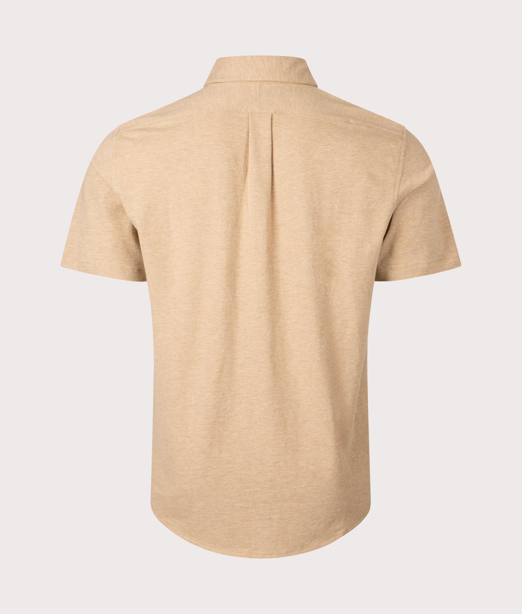 Featherweight Mesh Short Sleeve Shirt in Classic Camel Heather by Polo Ralph Laure. EQVVS Shot.