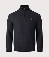 Quarter Zip Contrast Logo Knit Jumper: 505 Polo Black/Tonal Polo Player 