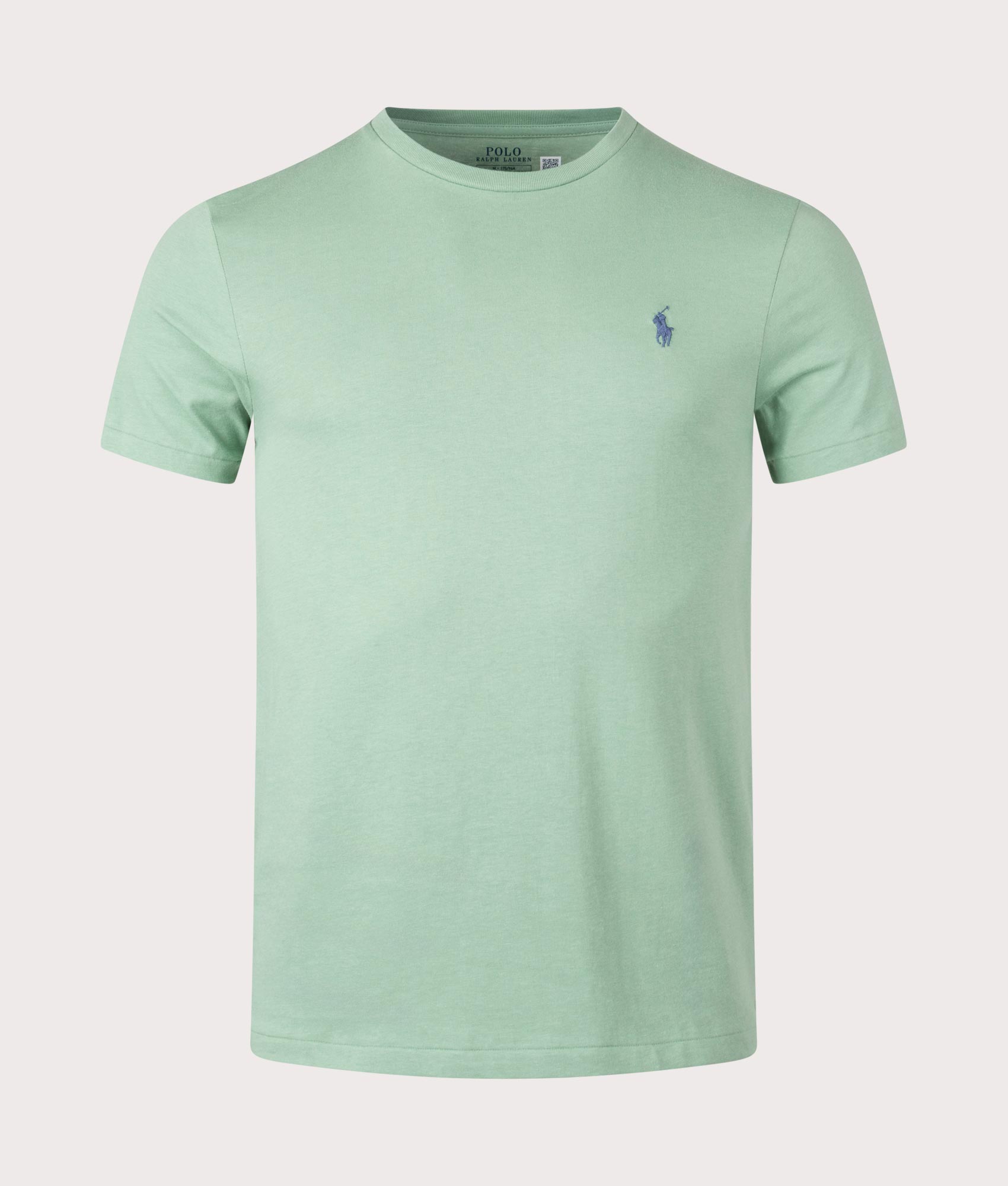 Custom Slim Fit T-Shirt by Polo Ralph Lauren in Faded Mint. Shot at EQVVS. Front image. 
