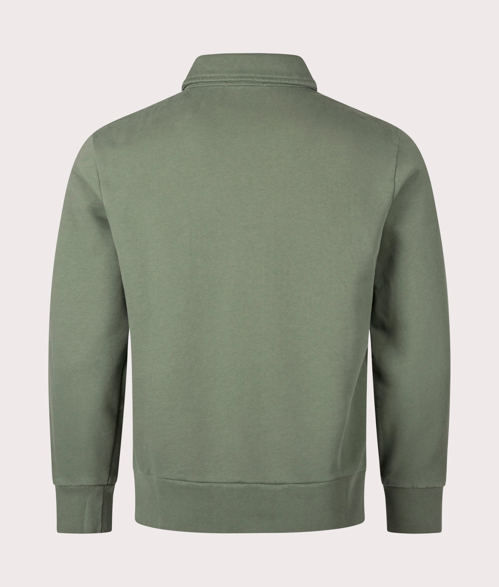 Quarter Zip Loopback Terry Sweatshirt in Cargo Green by Polo Ralph Lauren. EQVVS Shot.
