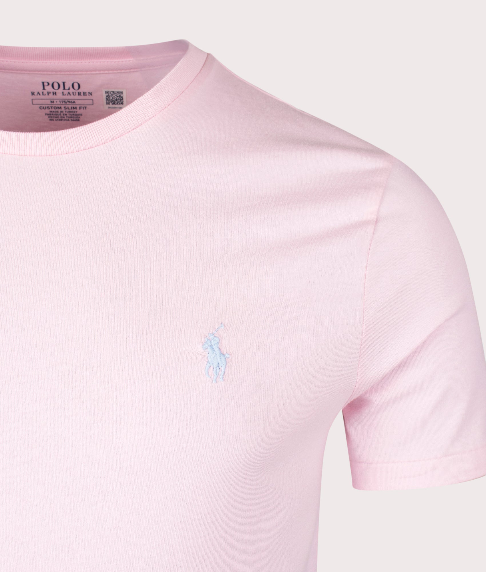 Custom Slim Fit Jersey T-Shirt in Hint of Pink by Polo Ralph Lauren. EQVVS Shot.
