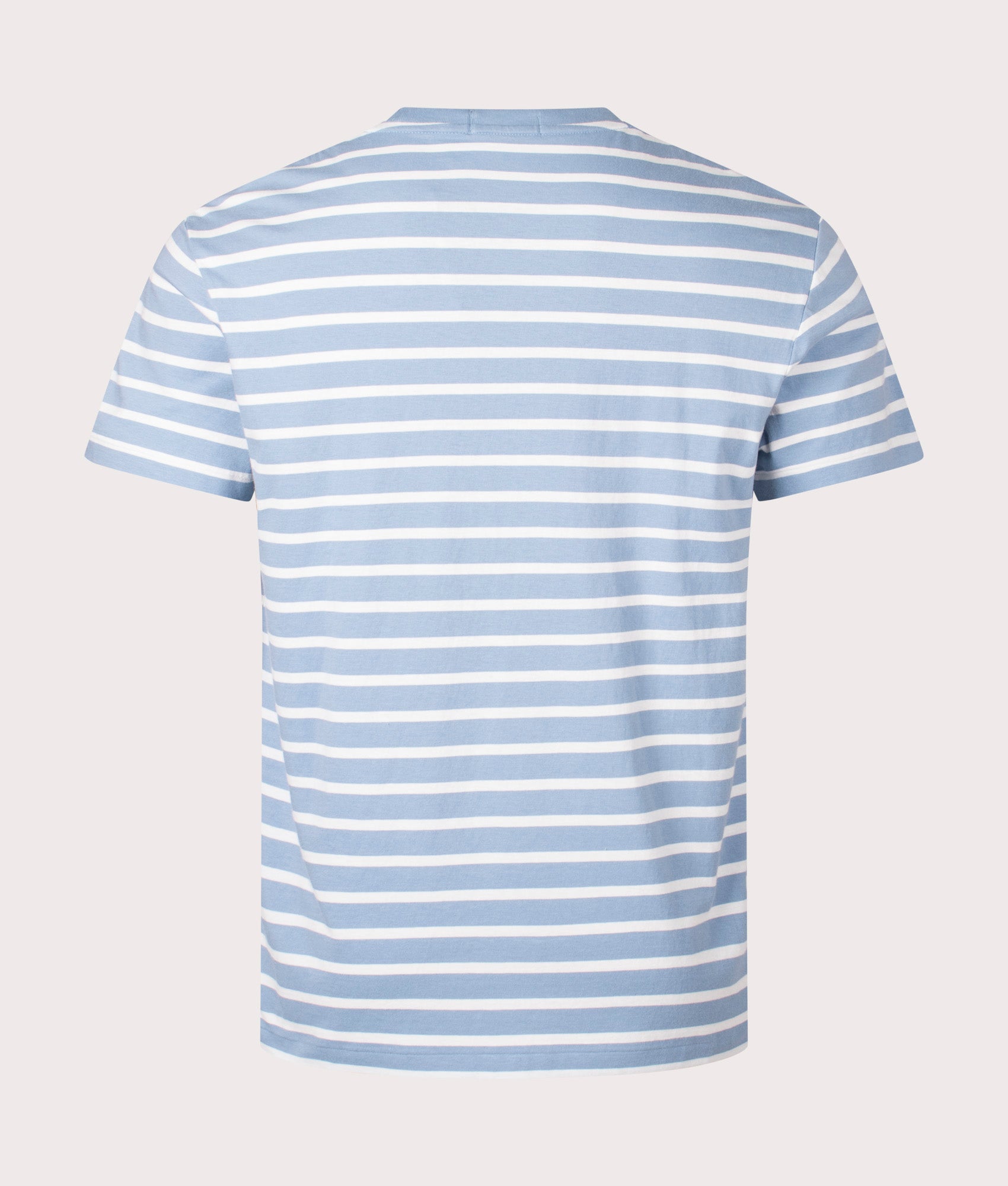 Classic Fit Striped Jersey T-Shirt in Vessel Blue and Nevis by Polo Ralph Lauren. EQVVS Shot.
