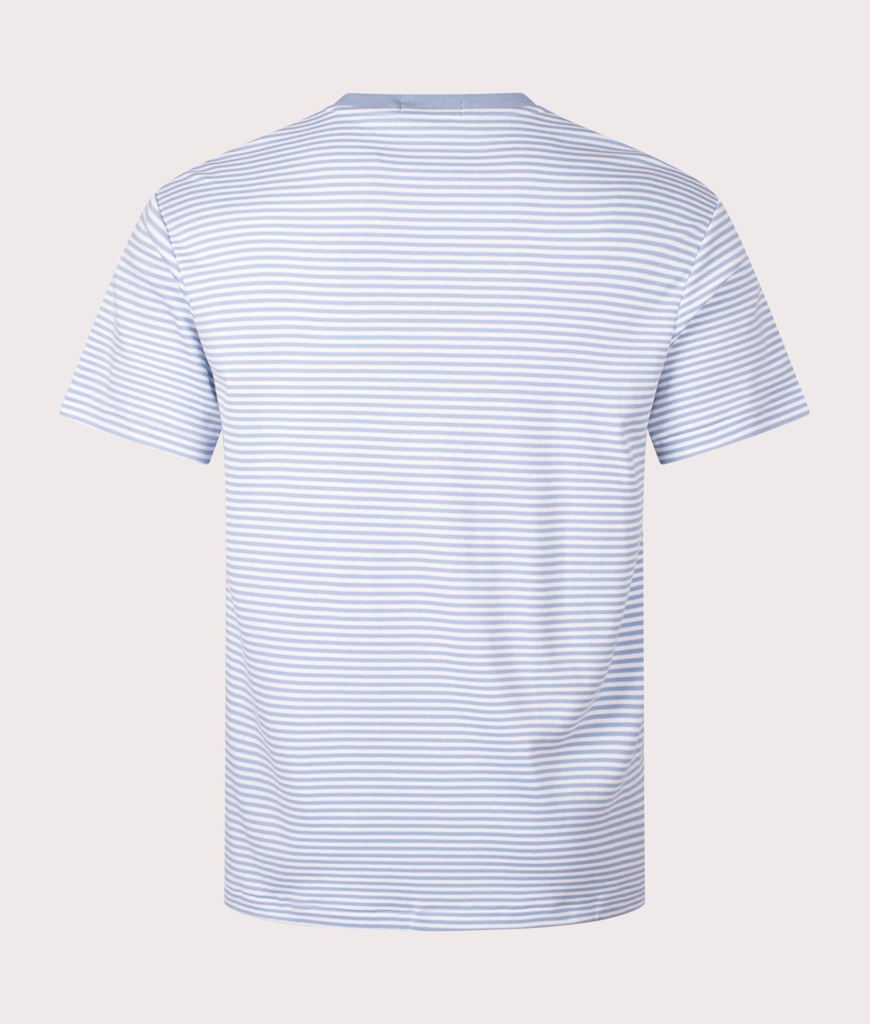 Classic Fit Striped Soft Cotton T-Shirt in Vessel Blue and White by Polo Ralph Lauren. EQVVS Shot.