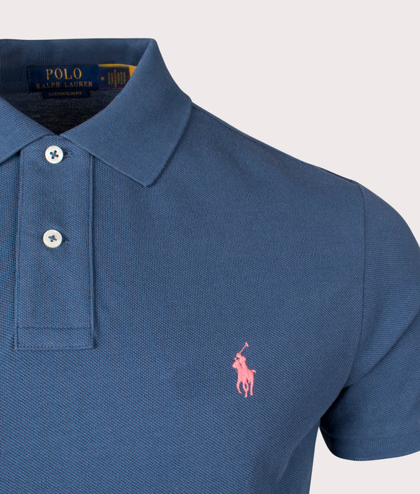 Custom Slim Fit Mesh Polo Shirt Clancy Blue | Polo Ralph Lauren 