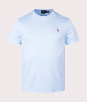 Custom Slim Fit Pima T-Shirt in Vessel Blue by Polo Ralph Lauren. EQVVS Shot. 