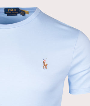 Custom Slim Fit Pima T-Shirt in Vessel Blue by Polo Ralph Lauren. EQVVS Shot.