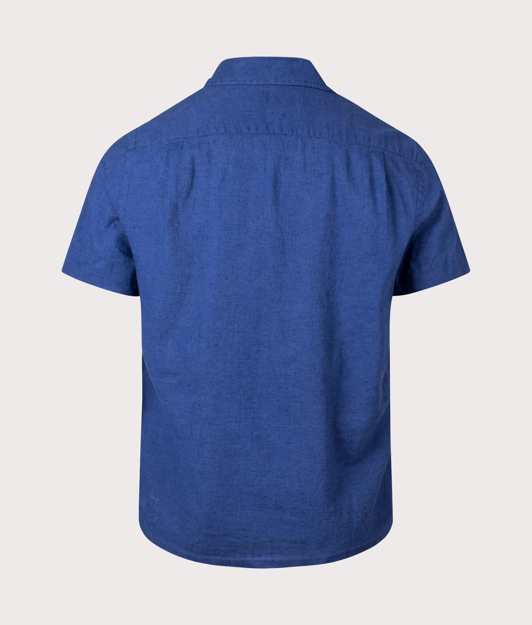 Classic Fit Short Sleeve Linen Blend Camp Shirt in Beach Royal Back Shot at EQVVS