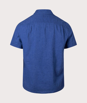 Classic Fit Short Sleeve Linen Blend Camp Shirt in Beach Royal Back Shot at EQVVS