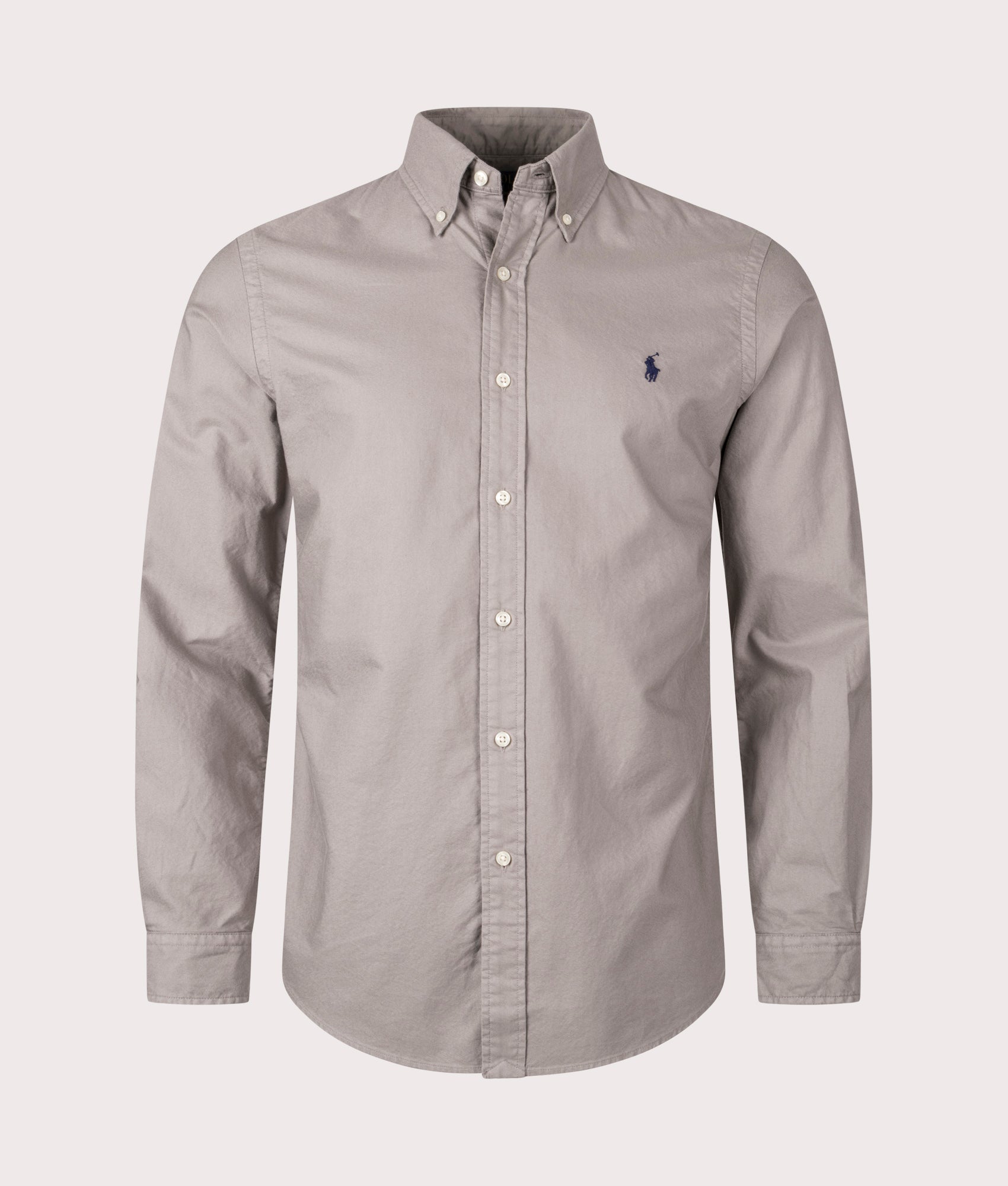 Custom Fit Garment Dyed Oxford Shirt in Perfect Grey | 100% Cotton | Polo Ralph Lauren | EQVVS | Front shot