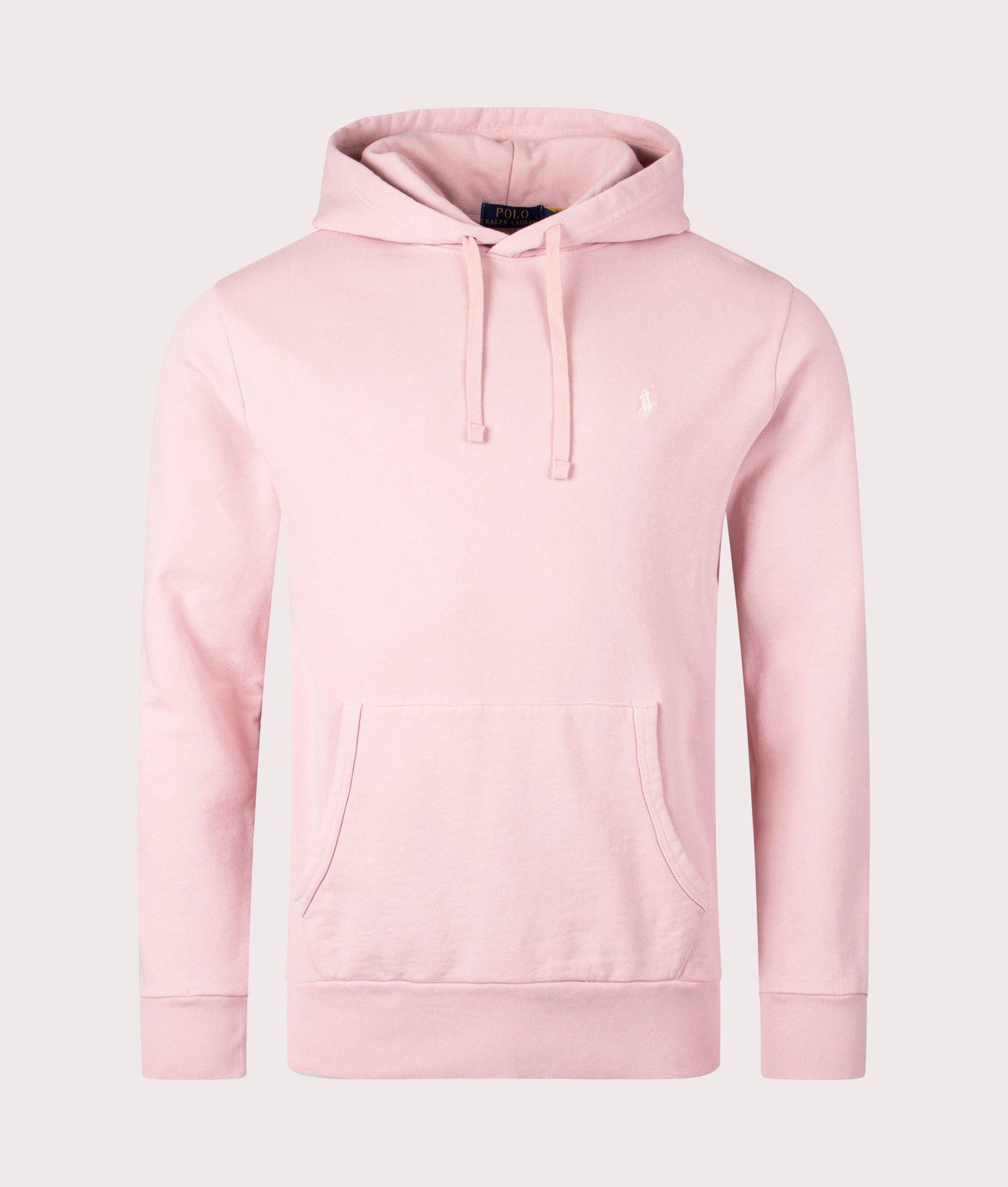Polo Ralph Lauren Loopback Fleece Hoodie in Adirondack Rose. Front angle shot at EQVVS.