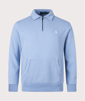 Polo Ralph Lauren Quarter Zip Sweatshirt Channel Blue Front Shot EQVVS