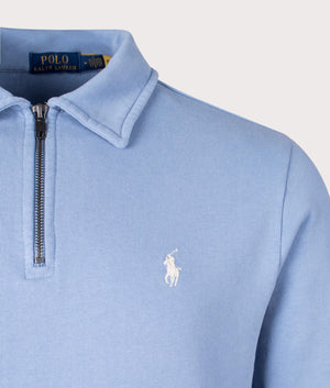 Polo Ralph Lauren Quarter Zip Sweatshirt Channel Blue Detail Shot EQVVS