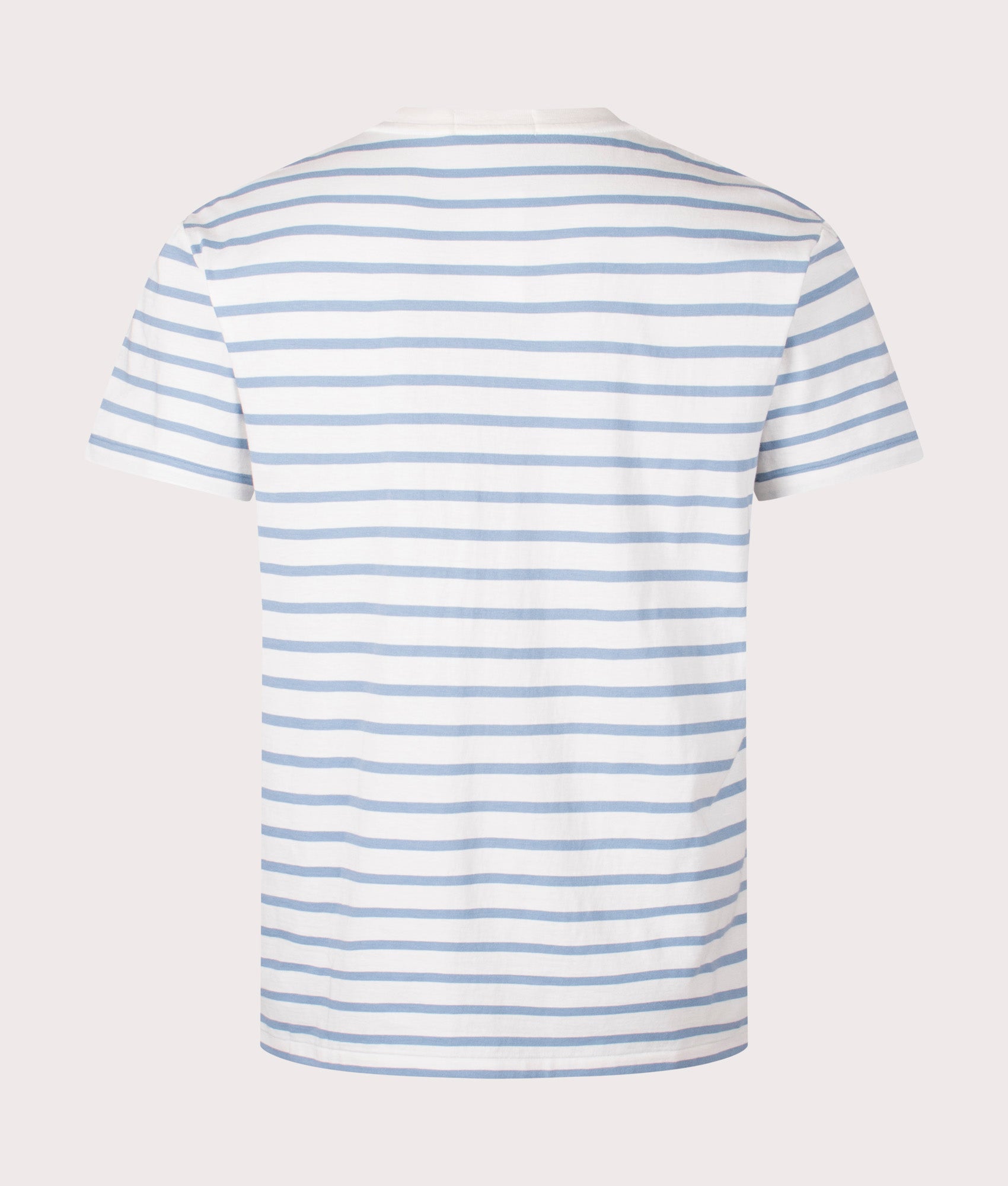 Polo Ralph Lauren Classic Fit Striped Jersey T-Shirt in Nevis/Vessel Blue. Back angle shot at EQVVS.
