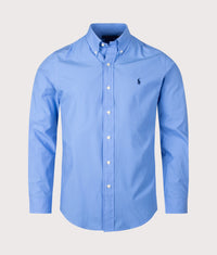 Custom Fit Stretch Poplin Shirt: 004 Harbor Island Blue 