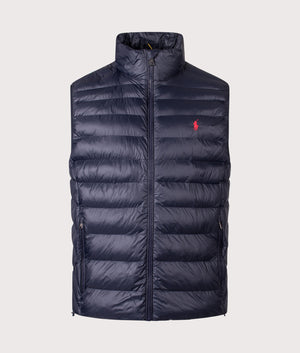 The Colden Packable Vest in Collection Navy. | Polo Ralph Lauren | Shot at EQVVS | Front shot 