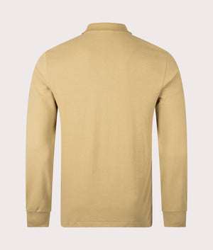 Custom Slim Fit Long Sleeve Polo Shirt by Polo Ralph Lauren in Café Tan . Shot by EQVVS. Back shot.