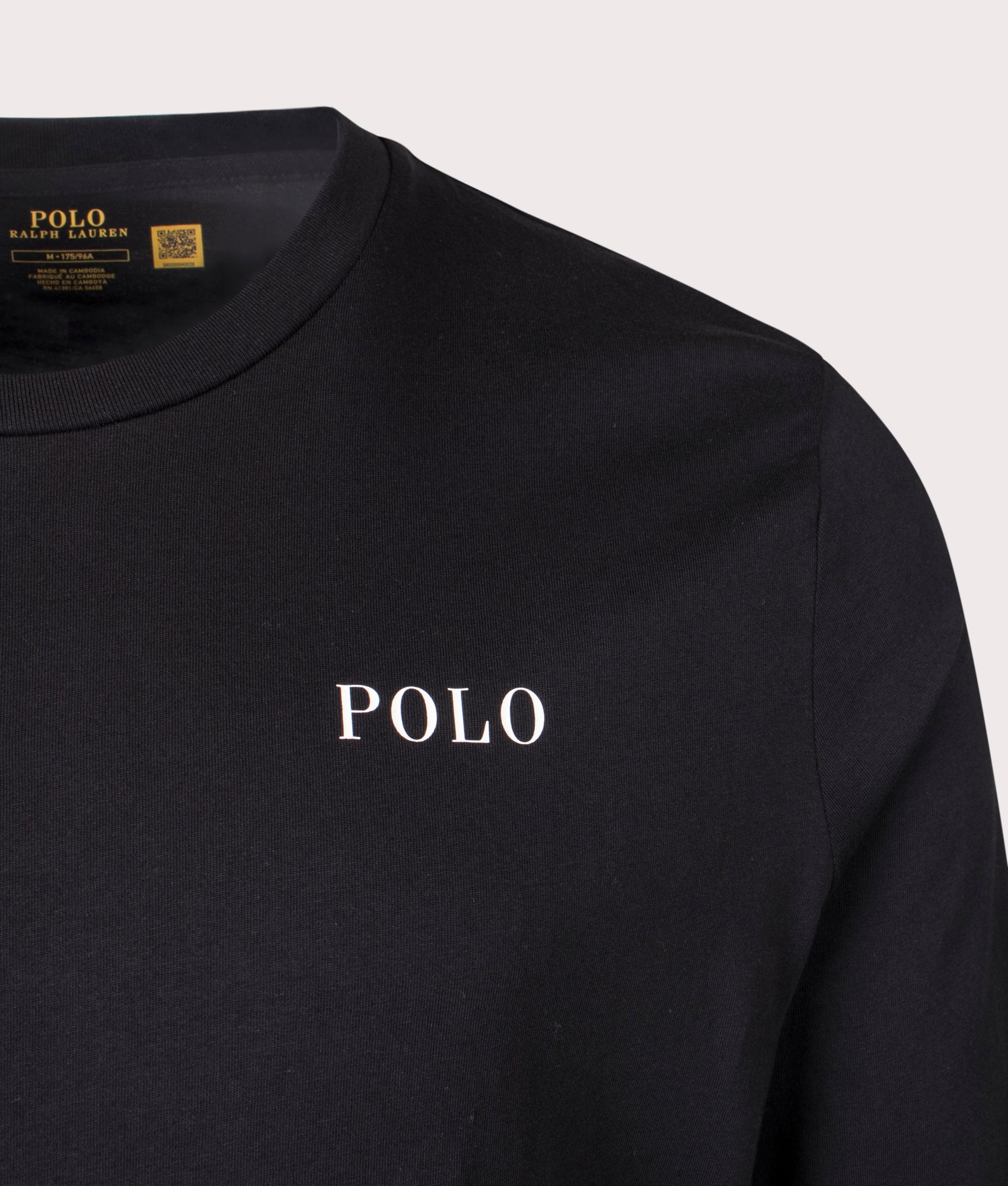 Long Sleeve Loungewear T-Shirt in Polo Black by Polo Ralph Lauren. EQVVS Shot.
