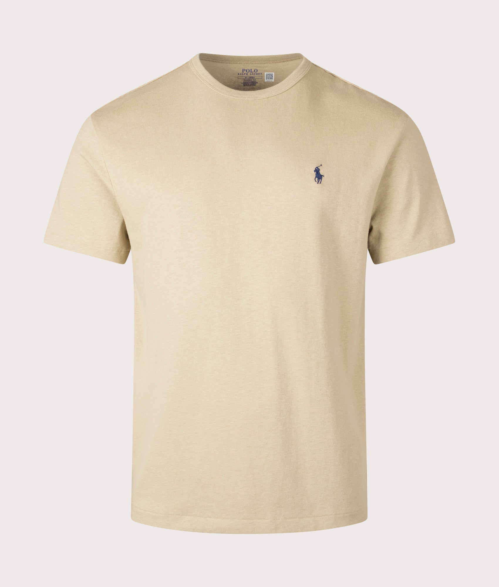 Polo Ralph Lauren Classic Relaxed Fit Jersey T-Shirt in Classic Khaki at EQVVS. Front Shot.