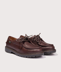 Jett Lug-Sole Leather Moc-Toe Shoes: 002 Dark Brown 