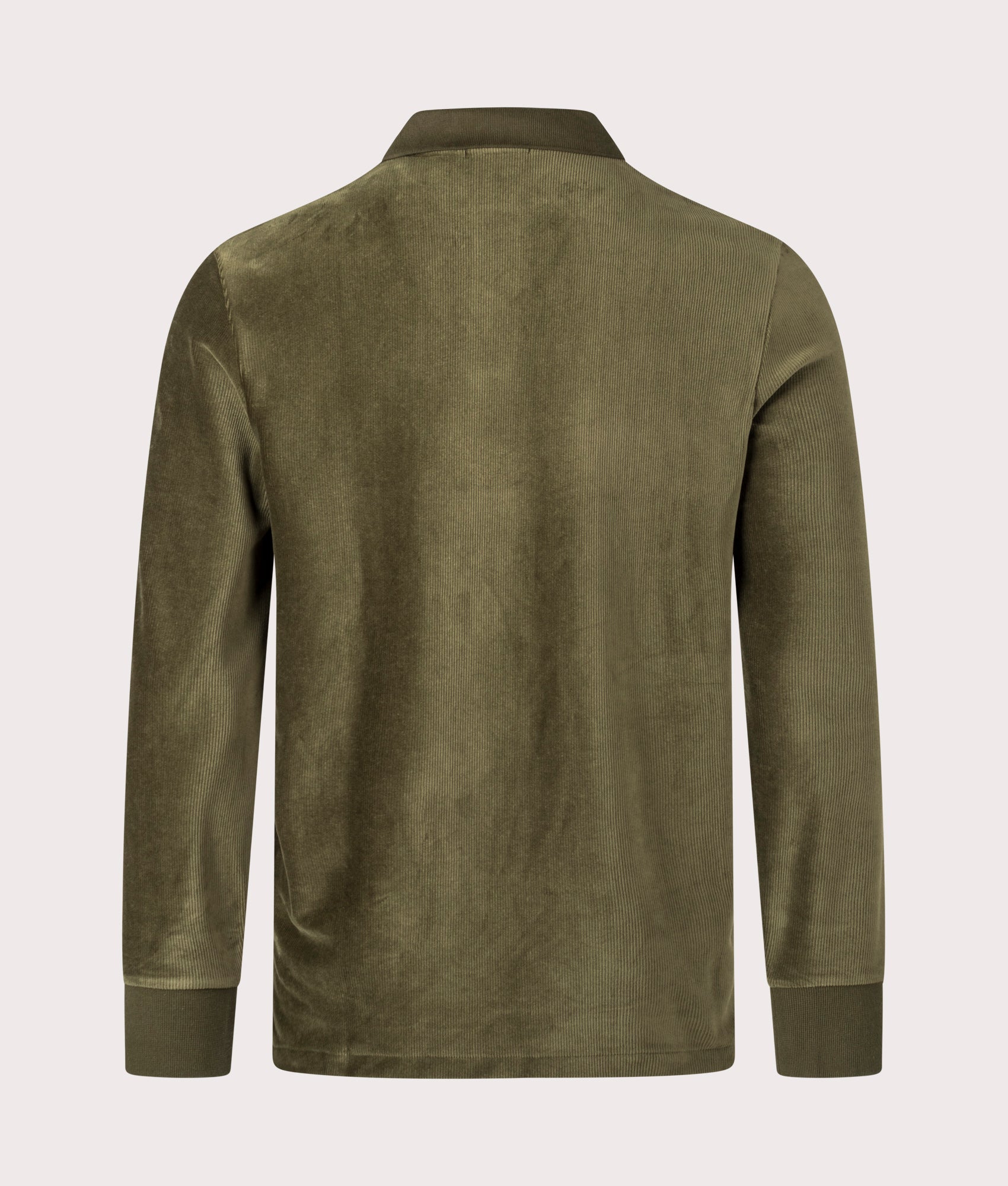 Corduroy Polo Shirt Polo Ralph Lauren, Dark Loden. Shot at EQVVS. Reverse image. 