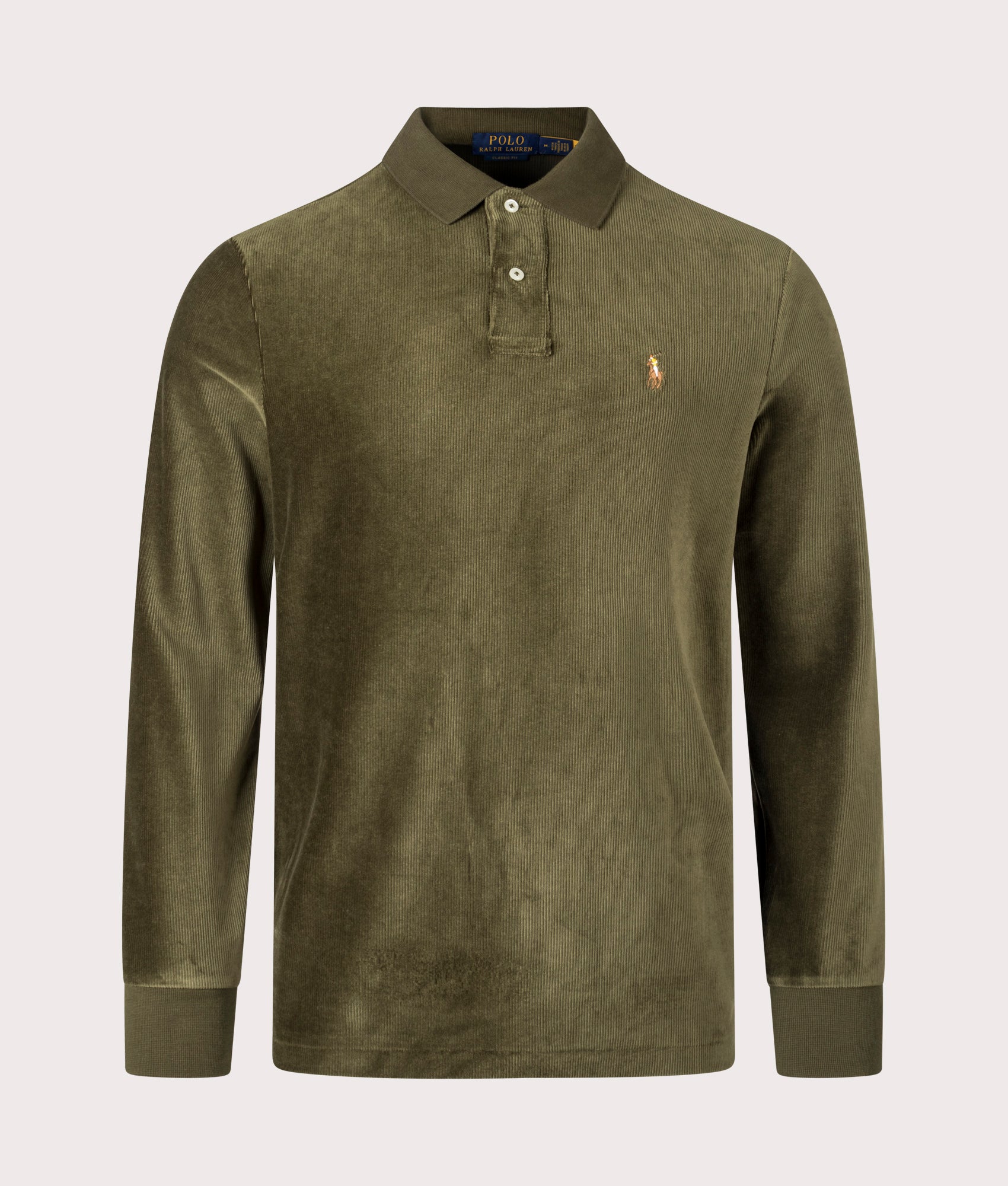 Corduroy Polo Shirt Polo Ralph Lauren, Dark Loden. Shot at EQVVS. Front image.