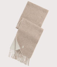 Reversible Wool-blend Scarf: 002 Taupe/Winter Cream 