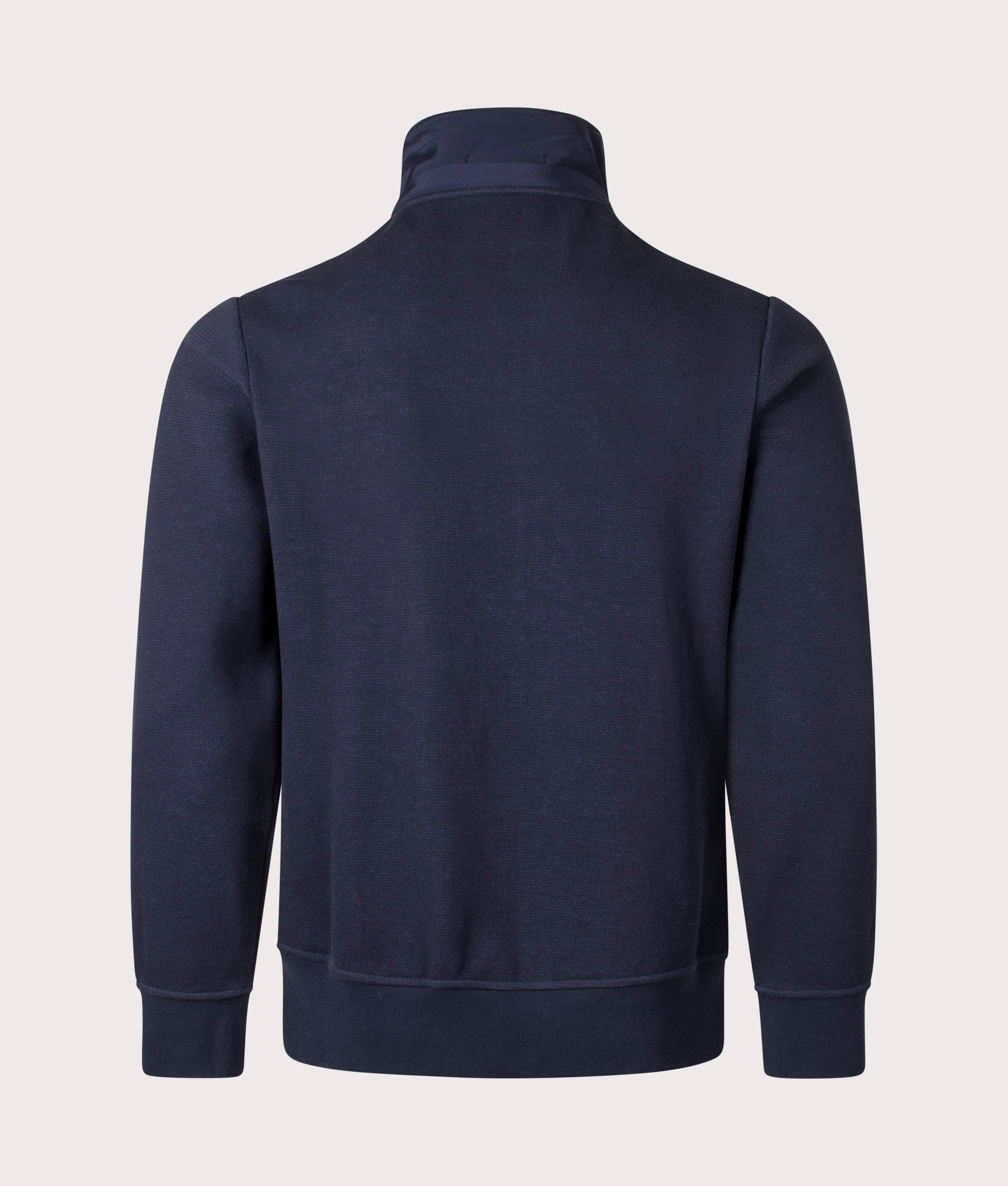 Polo Ralph Lauren Hybrid Zip Through Hoodie in Aviator Navy/Windsor Heather at EQVVS menswear hoodless shot