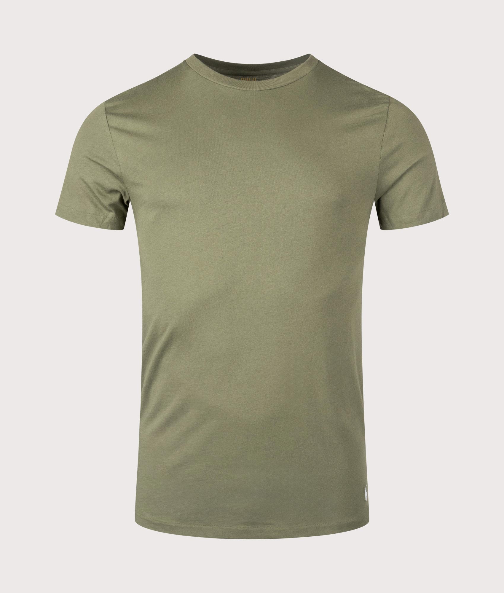 Polo Ralph Lauren 3 Pack Slim Fit Crewneck Loungewear T-Shirts in Green. Front Shot at EQVVS.