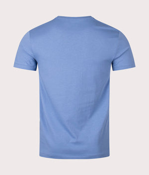 Polo Ralph Lauren Custom Slim Fit Jersey T-Shirt in Campus Blue. Back angle shot at EQVVS.