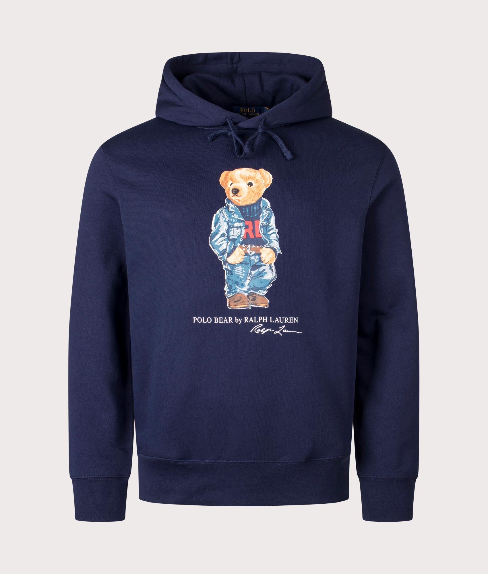 Polo Bear Fleece Lined Hoodie in Cruise Navy Denim by Polo Ralph Lauren. EQVVS Shot.
