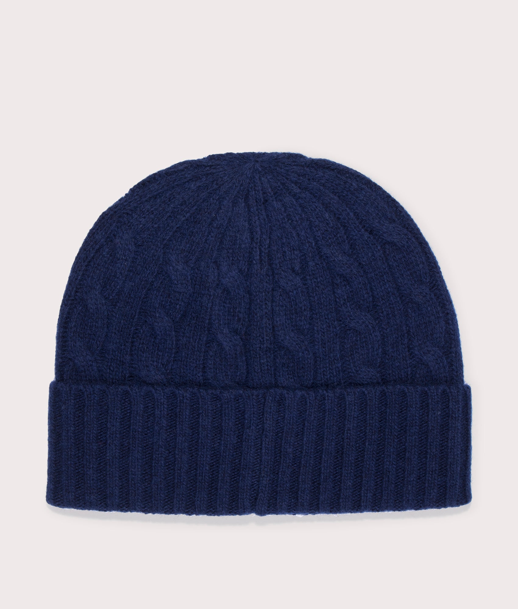 Cable Knit Merino Wool-Blend Beanie in Newport Navy | Polo Ralph Lauren | EQVVS | Back shot 