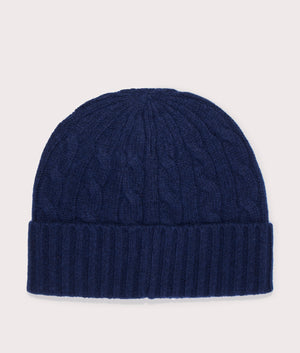 Cable Knit Merino Wool-Blend Beanie in Newport Navy | Polo Ralph Lauren | EQVVS | Back shot 