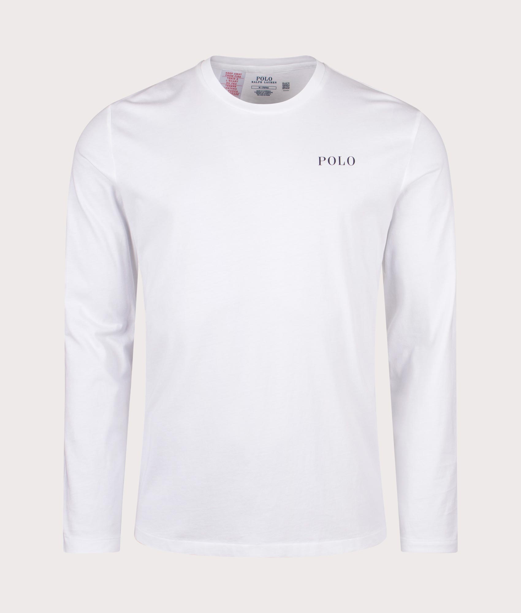 Long Sleeve Loungewear T-Shirt in White by Polo Ralph Lauren. EQVVS Shot.