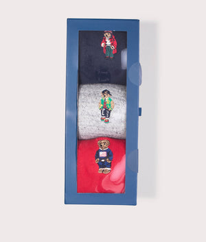 Polo Ralph Lauren Three Bears Socks Giftbox in Assorted Colours, Cotton Blend. At EQVVS Menswear. Giftbox shot