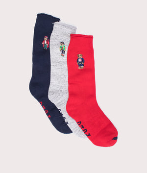 Polo Ralph Lauren Three Bears Socks Giftbox in Assorted Colours, Cotton Blend. At EQVVS Menswear. Side detail shot
