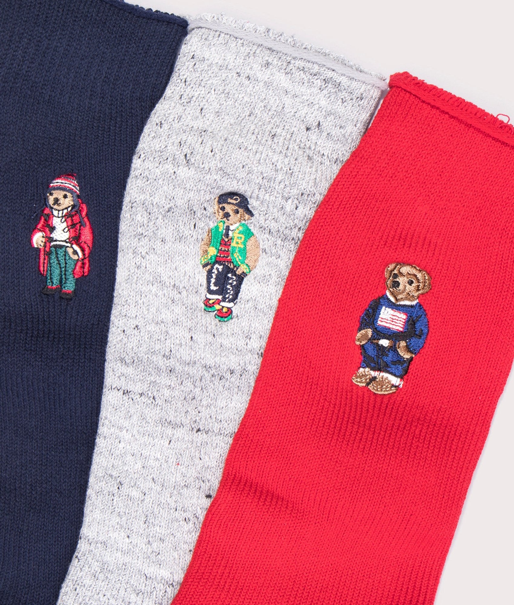 Polo Ralph Lauren Three Bears Socks Giftbox in Assorted Colours, Cotton Blend. At EQVVS Menswear. Logo detail shot