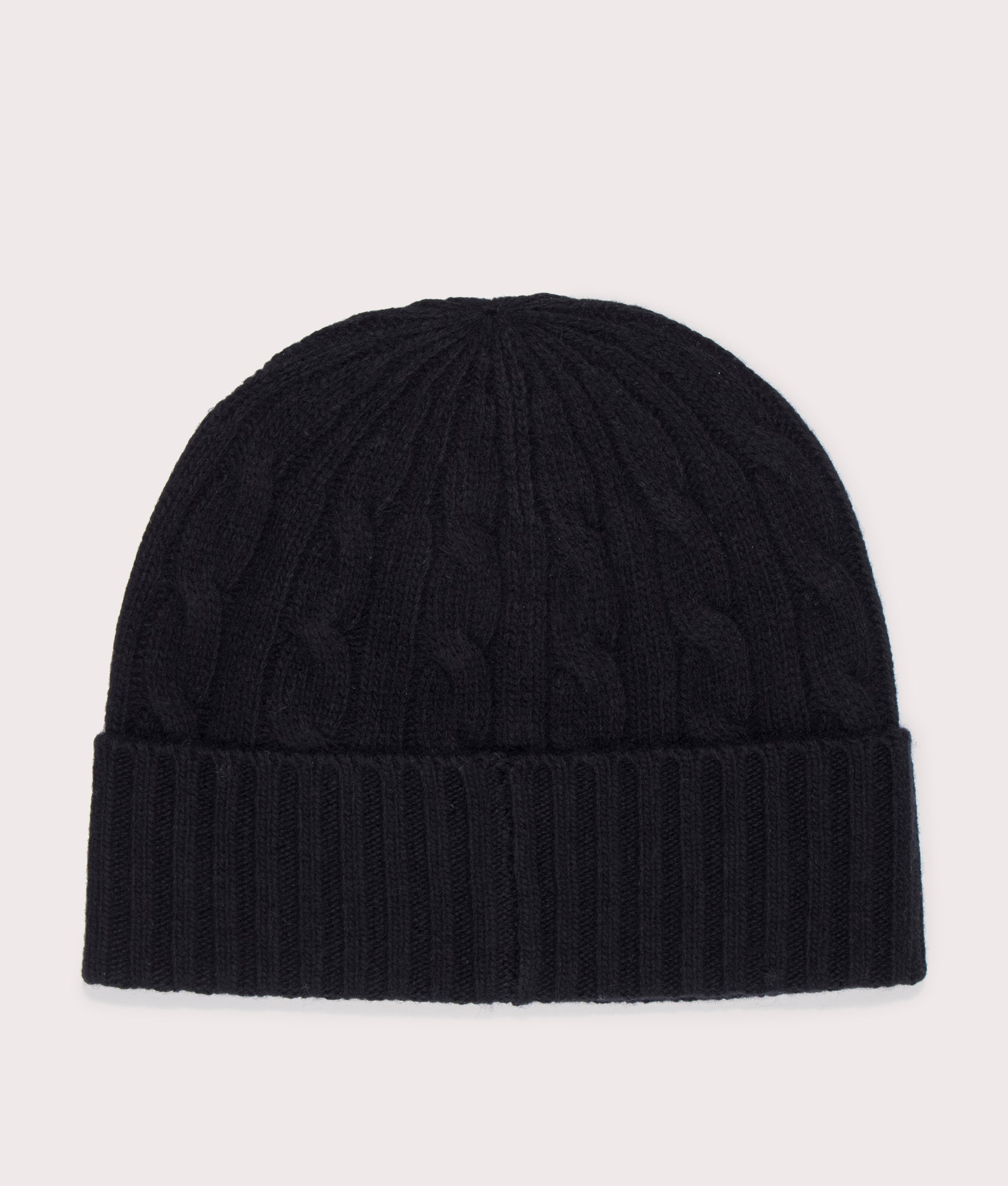 Cable Knit Merino Wool-Blend Beanie in Polo Black | Polo Ralph Lauren | EQVVS | Back shot 