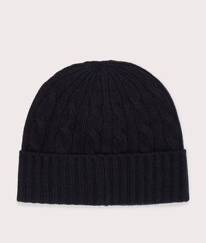 Cable Knit Merino Wool-Blend Beanie in Polo Black | Polo Ralph Lauren | EQVVS | Back shot 