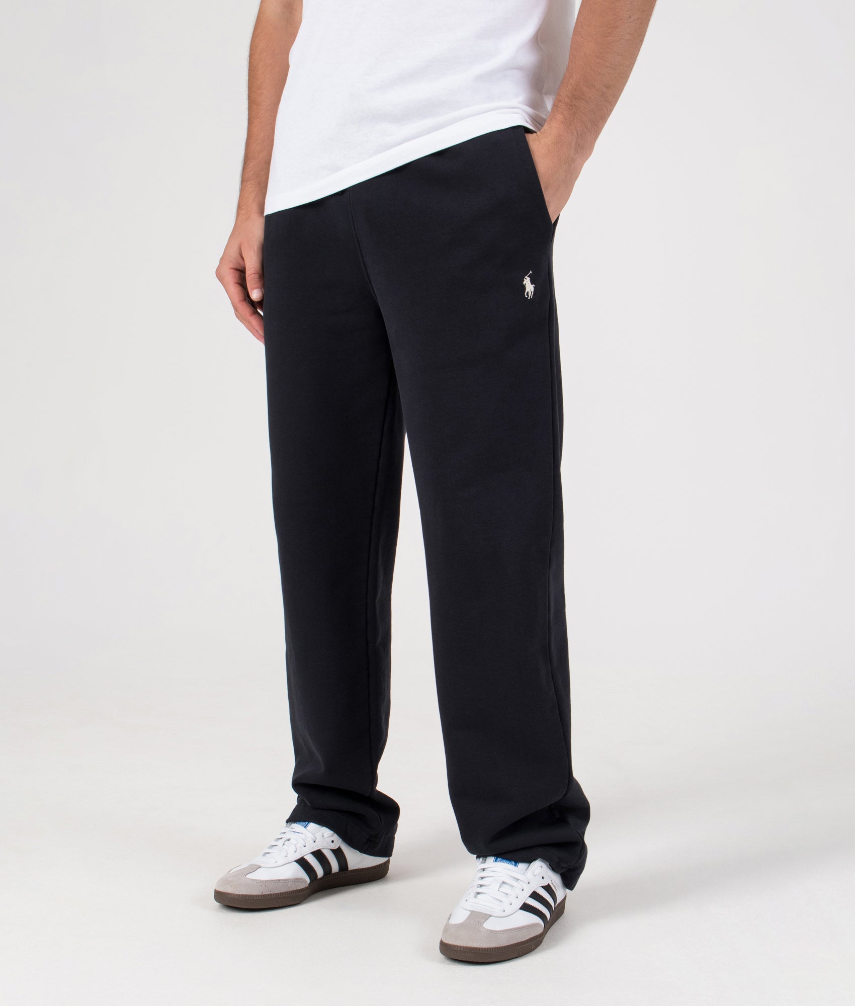 Loopback Fleece Drawstring Pants in Polo Black | 100% Cotton | Polo Ralph Lauren | EQVVS | Front angle shot 