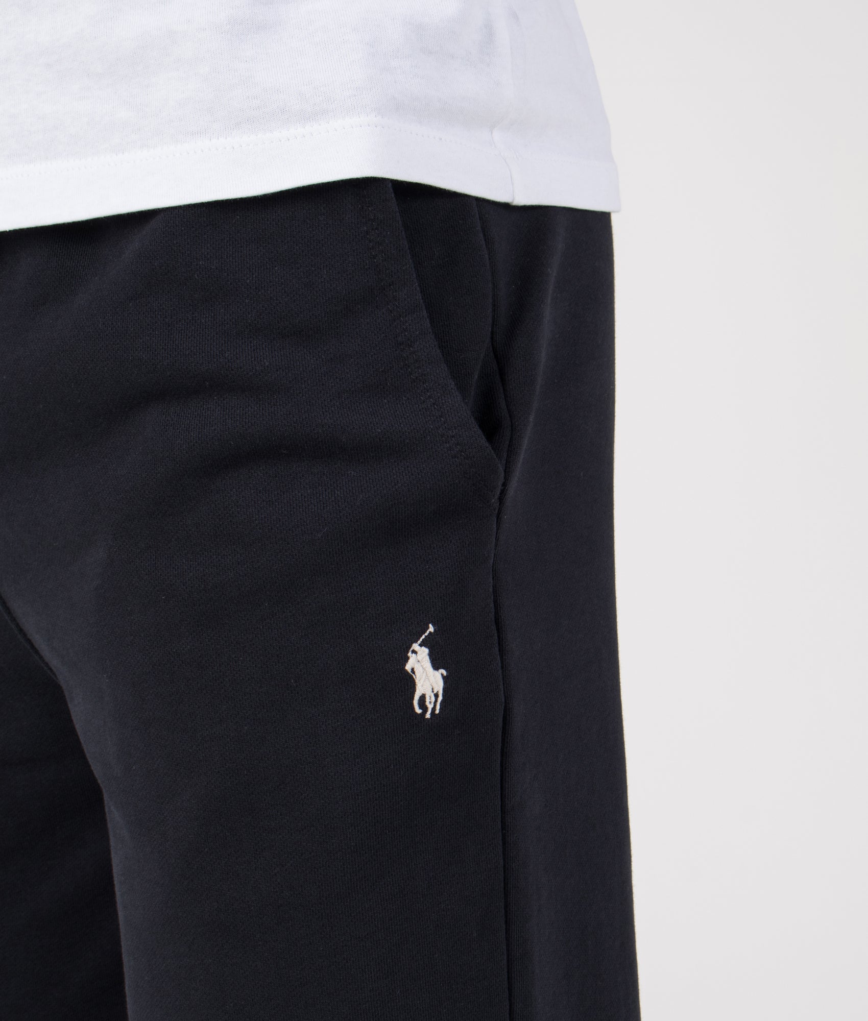 Loopback Fleece Drawstring Pants in Polo Black | 100% Cotton | Polo Ralph Lauren | EQVVS | Detail shot 