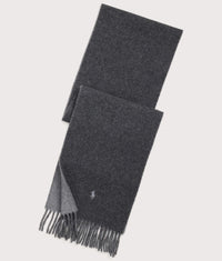 Reversible Wool-blend Scarf: 003 Dark Charcoal Heather 