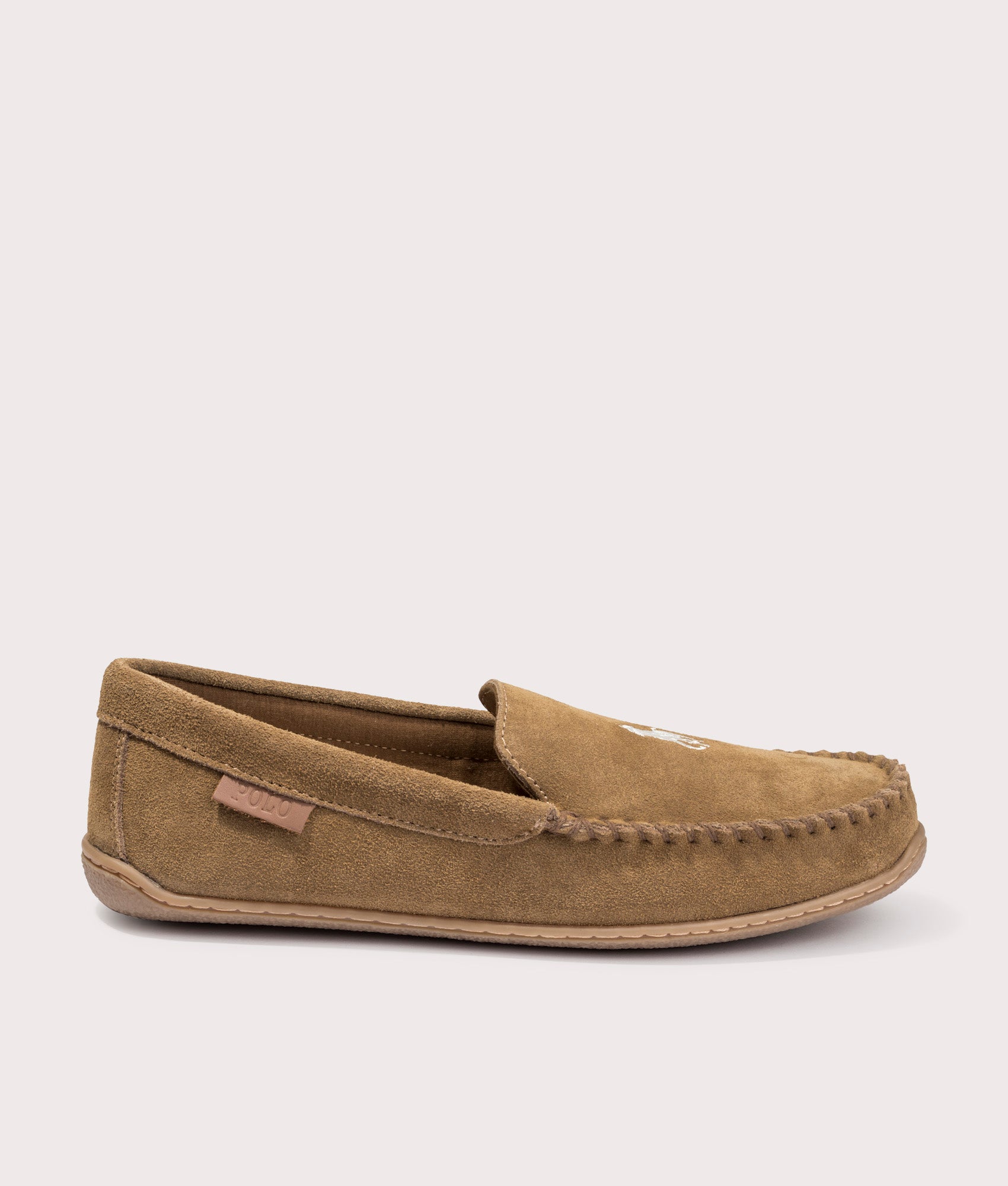 Polo Ralph Lauren Brenan Dress Shoe Slipper in 003 Suede W/ Cream PP. At EQVVS Menswear. Outside right side