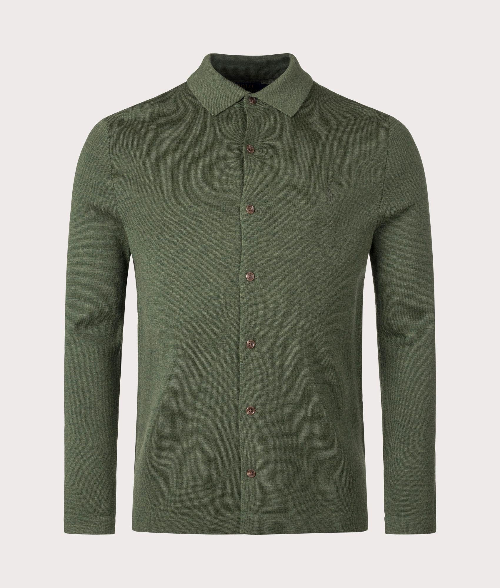 Merino Wool Shirt in Classic Olive Heather by Polo Ralph Lauren. EQVVS Shot. 