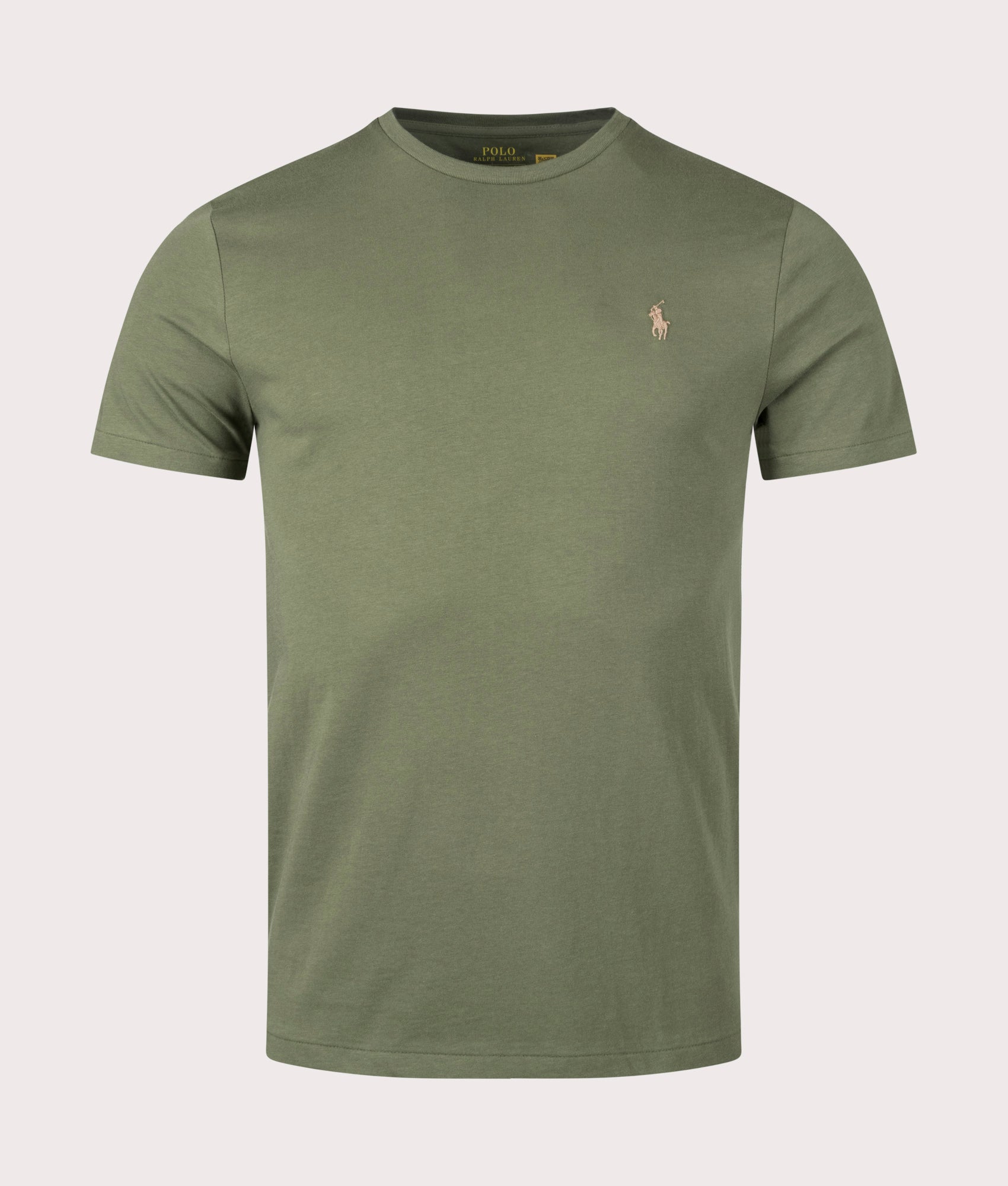 Polo Ralph Lauren Custom Slim Fit Jersey T-Shirt in Garden Tail. Front angle shot at EQVVS.