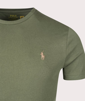Polo Ralph Lauren Custom Slim Fit Jersey T-Shirt in Garden Tail. Detail angle shot at EQVVS.